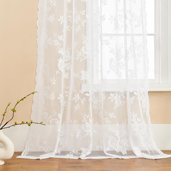 White Lace Curtains 84 Inches Long - Image 5