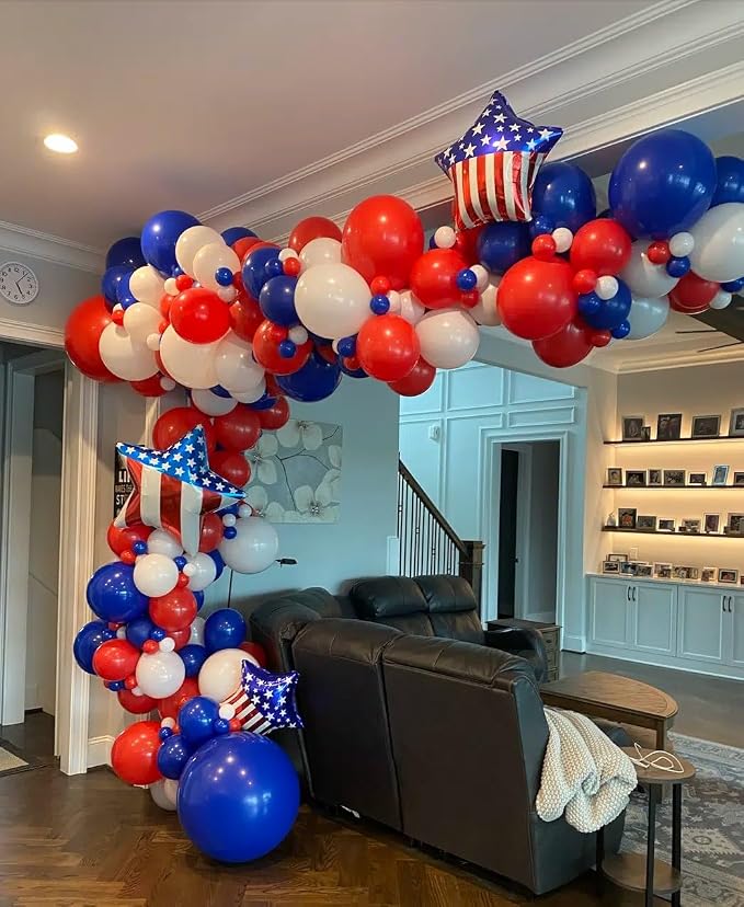 Voircoloria 130pcs Red White Blue Balloons Arch Kit, 18 12 10 5 Inch | - Image 5