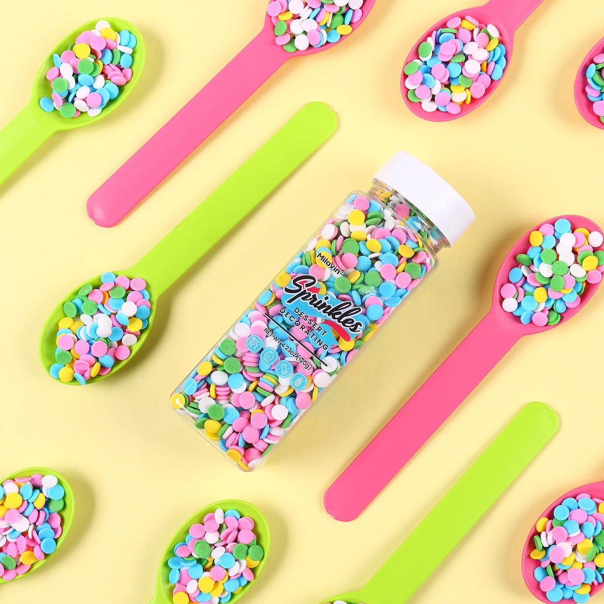Edible Pastel Sprinkles for Cake Decorating, Confetti Sprinkles, Round Sprinkles for Cupcakes, Cookies, Chocolate, Candy, and Ice Cream Topping(120g/4.23oz)