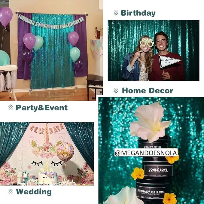Eternal Beauty Teal 3mm Sequin Backdrop 8x10 Ft - Image 6
