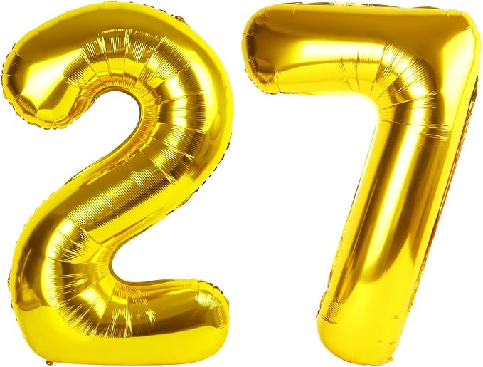 Number Balloons 40 Inch Gold 27 Balloon by Mluchee