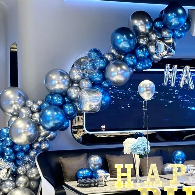 Voircoloria 105pcs Metallic Blue Party Latex Balloons, 12inch | - Image 4