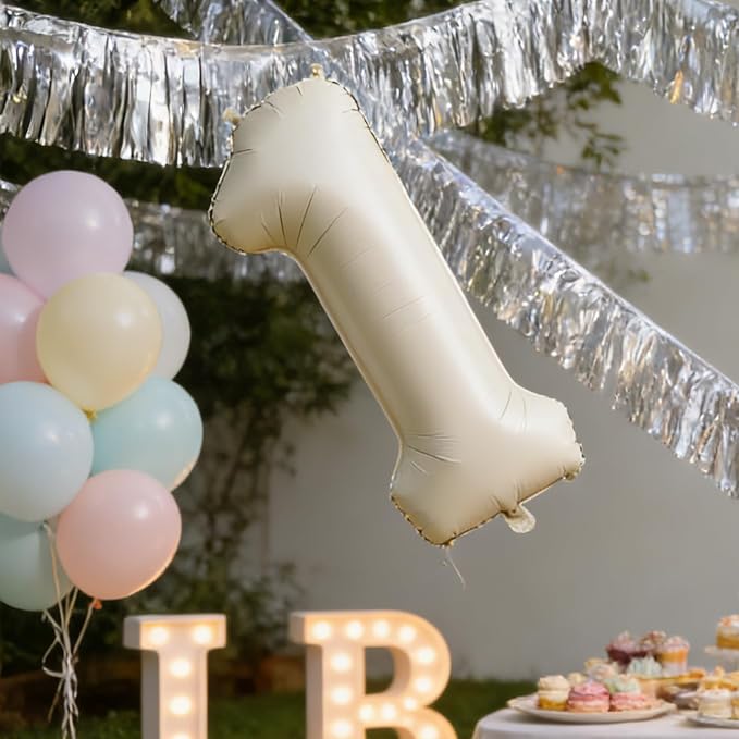 40 In Cream white Number Balloons Helium Foil Mylar Balloon Digital 10 | - Image 4