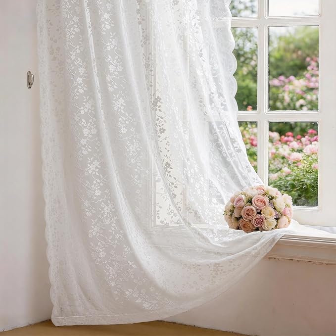 Anmao Vintage Lace Sheer Curtains 72 Inches Long - Image 8