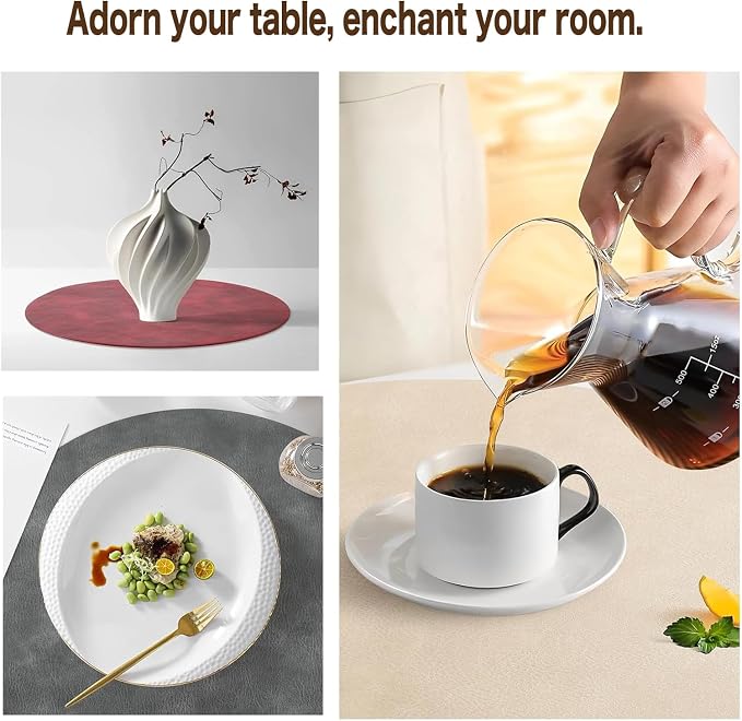 UnivoColors Placemats Round Faux Leather Placemats Set of 4-Waterproof-Wipe - Image 9