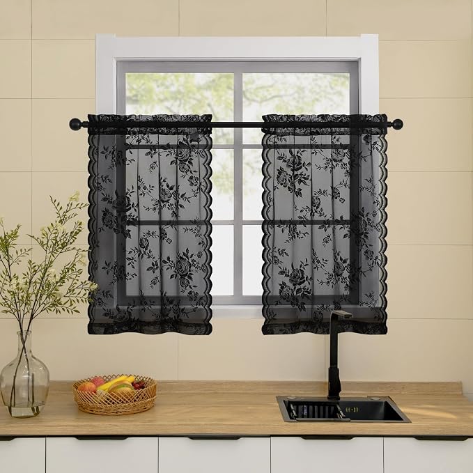 SEEKRIGHT Black Cafe Curtains - Image 2