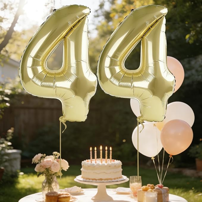 40 Inch Number 44 Balloons for 44th Birthday Party Decorations, 0-100 Champagne - Image 3