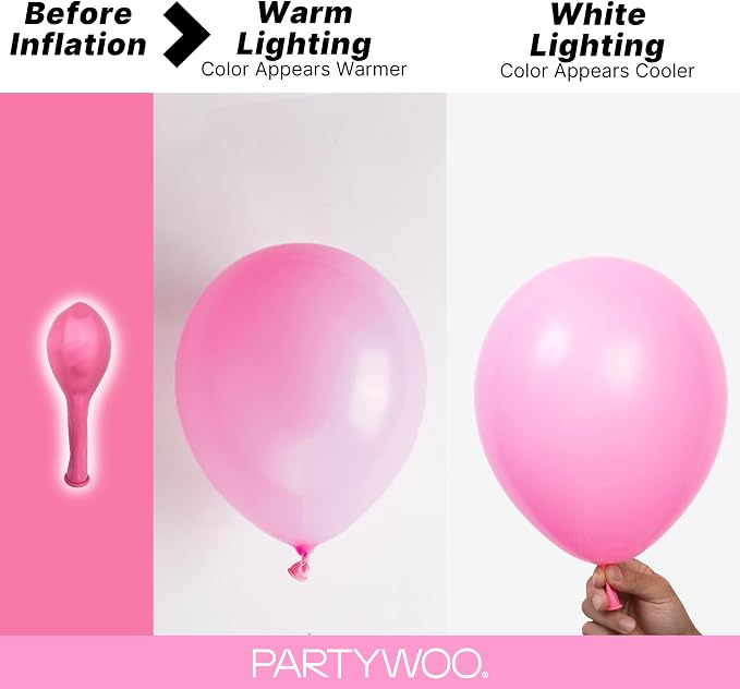 PartyWoo Pink Balloons 130pcs Matte Pink Different Sizes 18 12 10 5 Inch | - Image 3