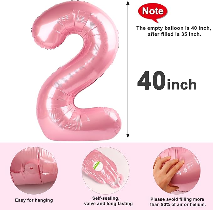 Number 6 Balloons 40 Inch for 6 16 Birthday Party Decorations, Pastel Pink | - Image 5