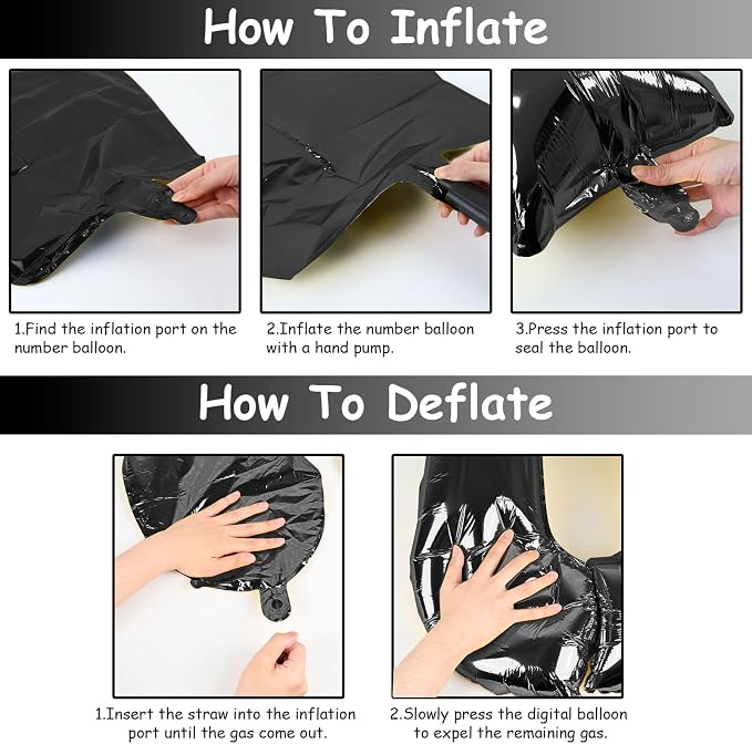 Lingqiang 3pc Black 40 Inch Number 70 Balloons - Image 7