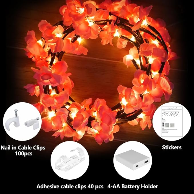 6FT 96LED Pink Cherry Blossom Tree Branch Lights - Image 5