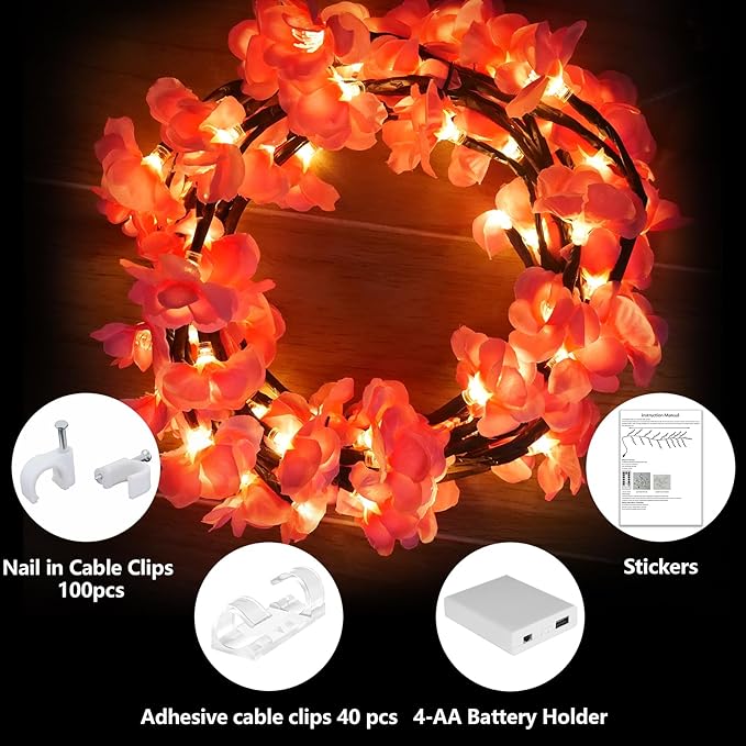 5.25FT 72LED Cherry Enchanted Willow Vine Lights - Image 5