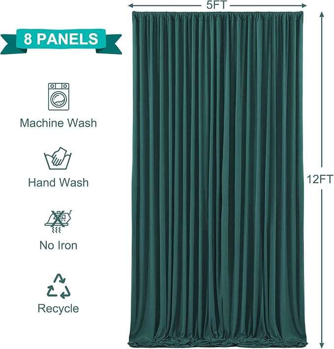 8 Panels Hunter Green Backdrop Curtains - Image 5
