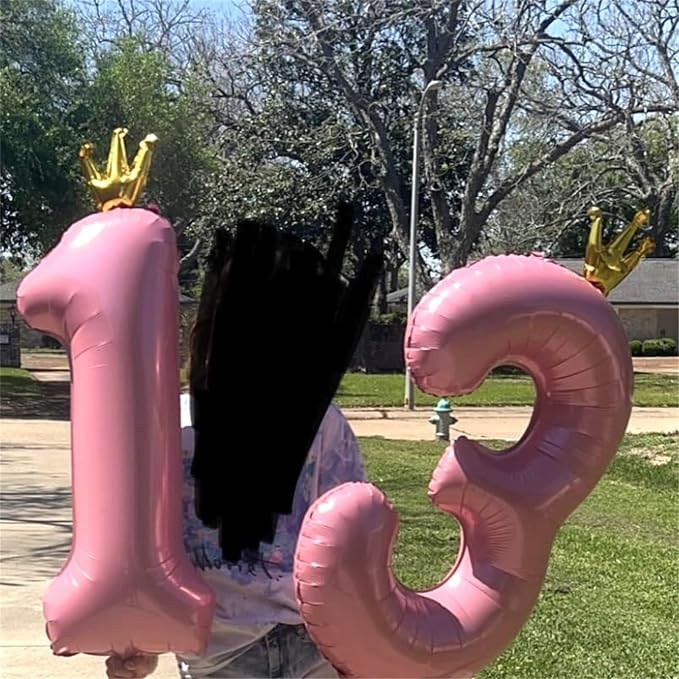 Crown Number Balloons 4 for Kids, Large Pastel Pink Number Balloon 0-9 Set - Image 6