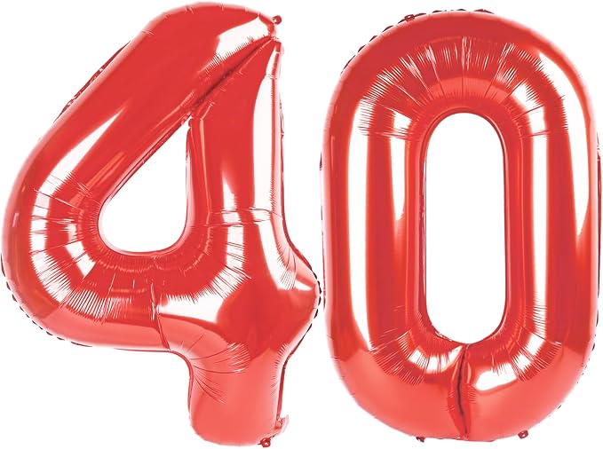 Red 40 Balloon - Number Balloon 40 Inch, 40th Red Birthday Decorations | Large by IWERP