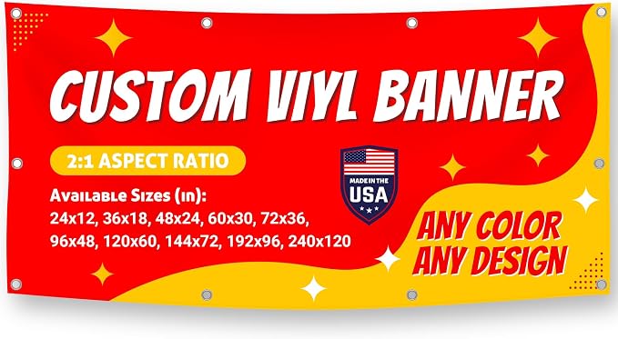 Custom Vinyl Banner with 150+ Sizes – Personalized Outdoor or Indoor Sign – Any by Unknown