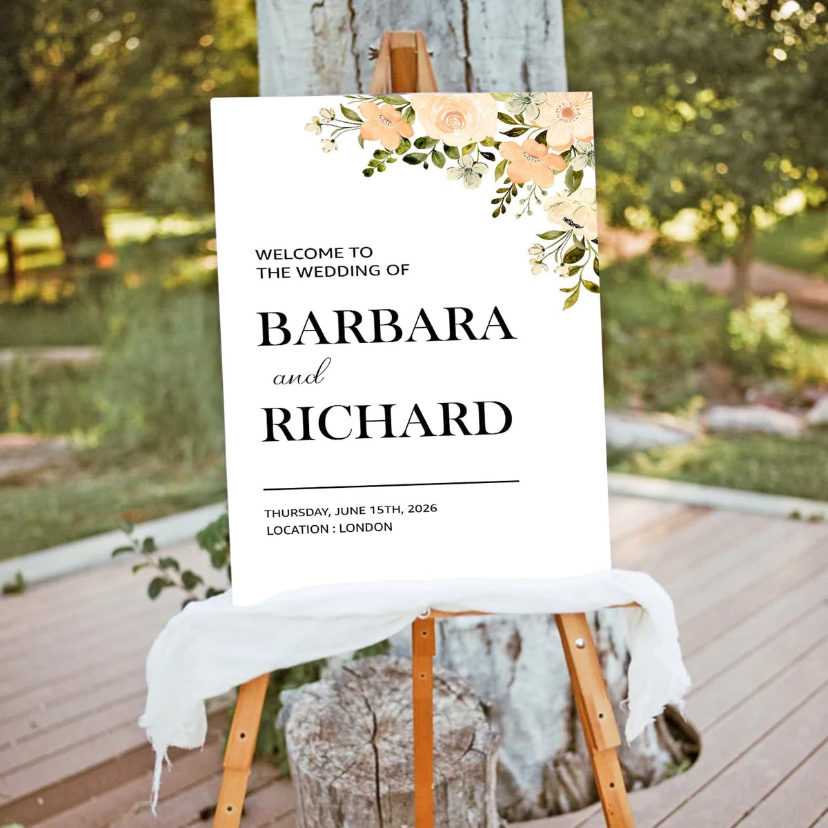 Foliage Editable Wedding Welcome Sign, Party Entrance Template, Printable Welcome Board for Reception or Ceremony