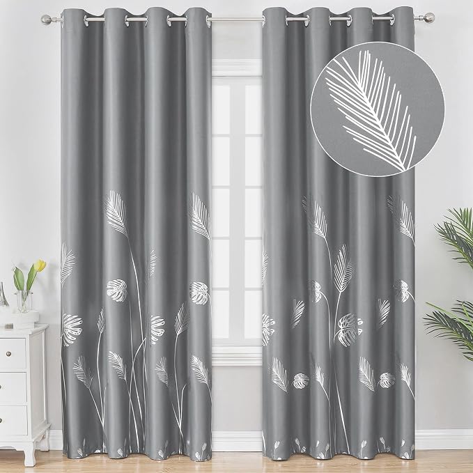 Grey Blackout Curtains 102 Inches Long, Grommet Curtains by ESTELARTEXTILER
