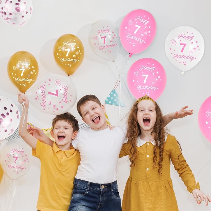 Pink Gold 6th Birthday Balloons - Image 7