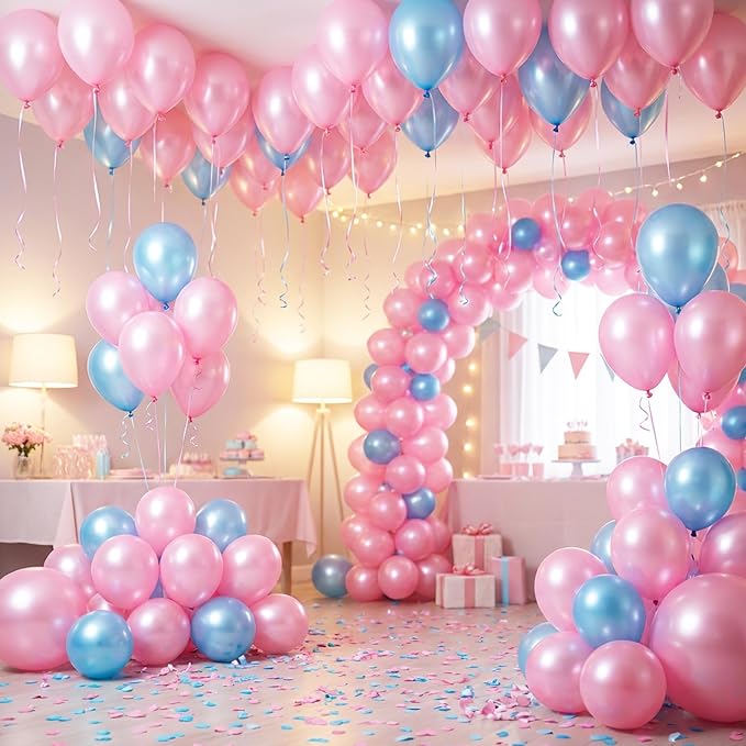 RUBFAC Pearl Pink Balloons 129pcs Different Sizes Pack of 18 12 10 5 Inch | - Image 6