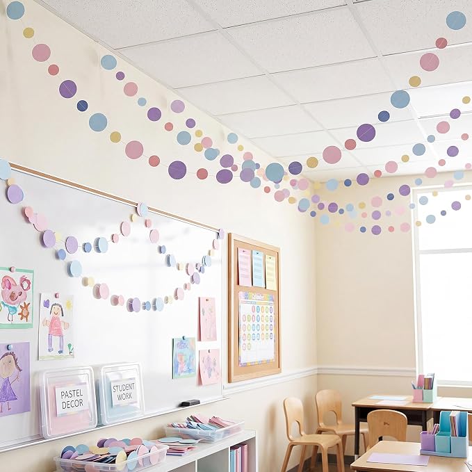Outus 5 Pieces Colorful Circle Garland Banner Hanging Paper Dot Decorations - Image 4