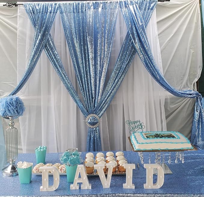 Poise3EHome Baby Blue Sequin Backdrop Curtain - Image 3