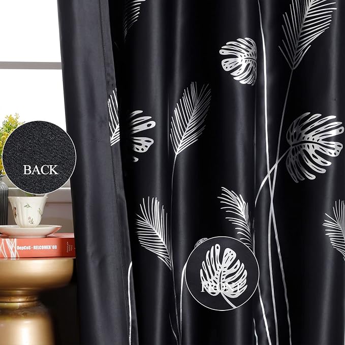 Room Divider Curtain for Sliding Glass Door 120W x 96L Inch Silver Palm Tree - Image 5