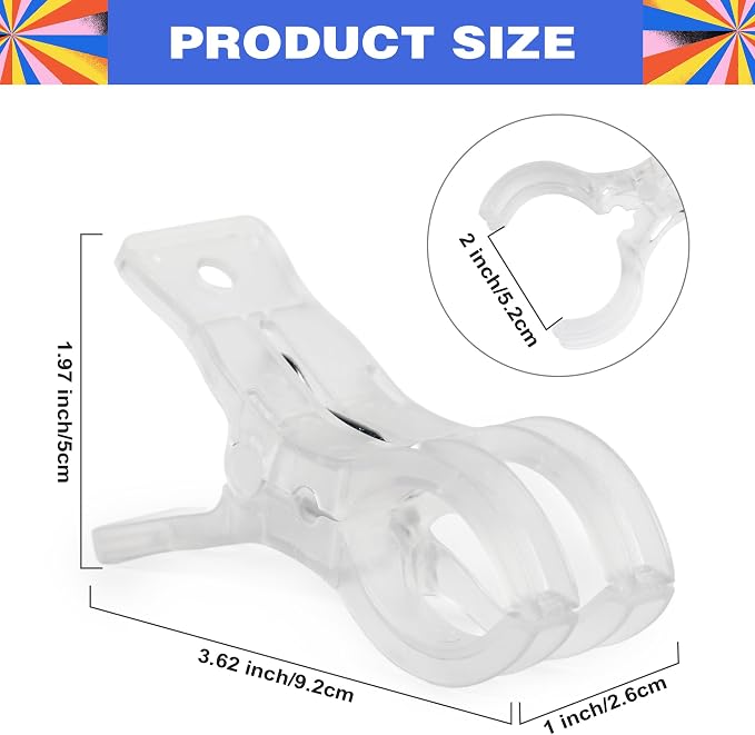10 Pack Large Balloon Arch Clips Transparent Plastic 3.62 Inch Heavy Duty Large - Image 2