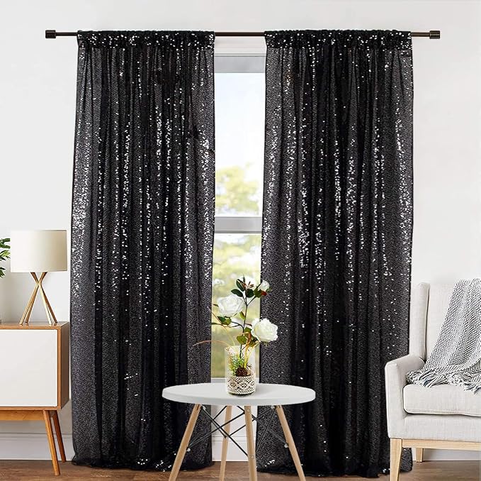 Eternal Beauty Black 3mm Sequin Backdrop 2x8 Ft 2 Pack Wedding | Dense Sparkle - Image 6