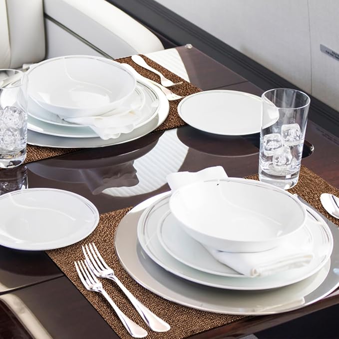 Faux Cotton Linen Placemats Set of 4, Cloth Washable Farmhouse Dining Table Mats - Image 7