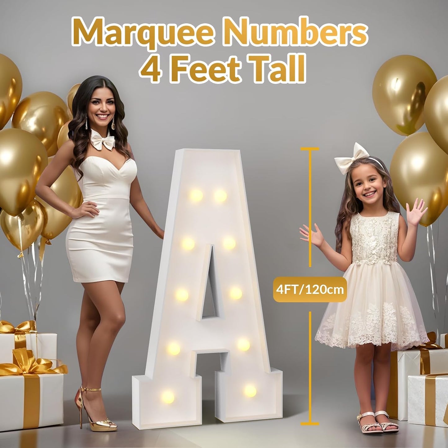 JoyMuse 4FT Marquee Light Up Letters,Large Marquee Letters 4 Feet Tall for Marry Me Proposal Decorations Big 4FT Letters with Lights for Baby Shower Party Decor, Letter G