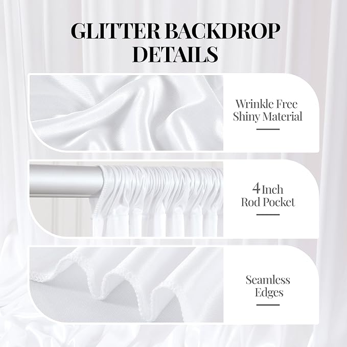 20x10ft White Glitter Backdrop Curtain - Image 4