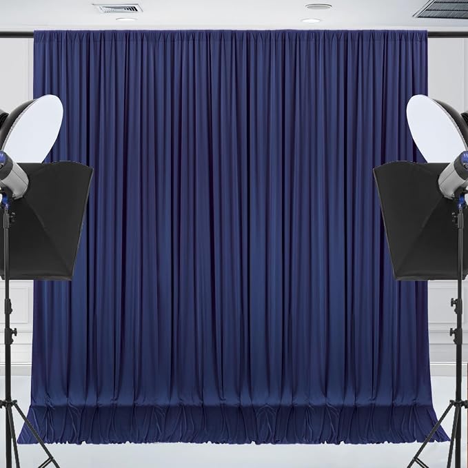 ESGOTBME 30x10ft Wrinkle Free Navy Blue Backdrop Curtain - Image 9