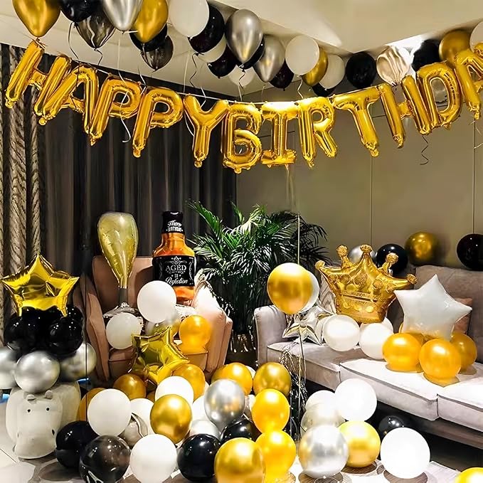 300 Pcs Gold Silver and Black White 5 Inch Balloons Metallic Chrome Shiny - Image 6