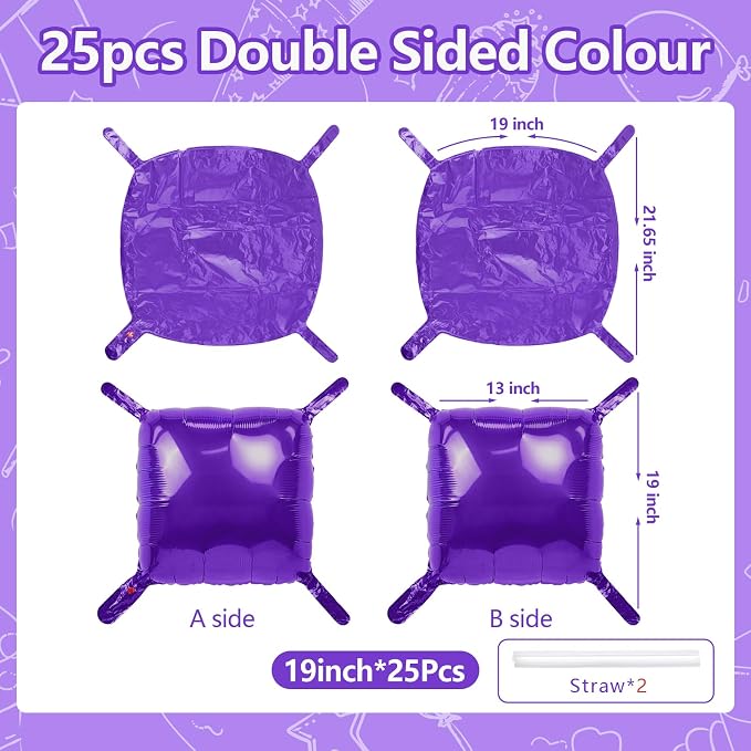NISOCY 25PCS Metallic Purple Square Foil Balloons Wall Backdrop | Double Sided - Image 2