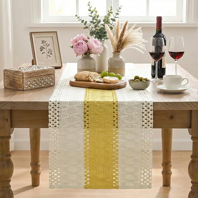 Artoid Mode Yellow Farmhouse Rustic Table Runner 12x120 Inch | Seasonal Holiday - Image 2