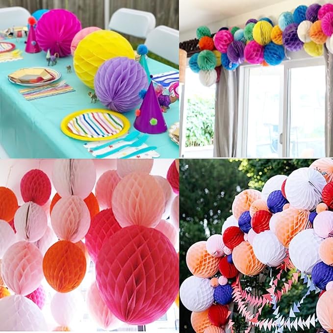 20pcs Honeycomb Flower Balls Party Honeycomb Balls Decoration Paper Flower - Image 3
