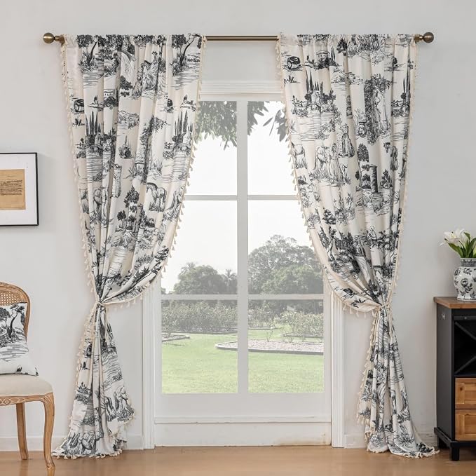 F-CHU Black Vintage Curtains 72 Inches Long - Image 5