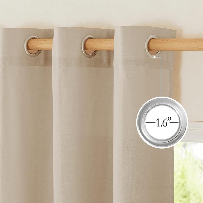 NICETOWN Taupe Short Linen Curtains - Image 2