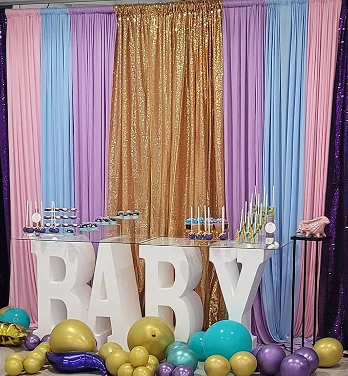 Poise3EHome Gold Sequin Backdrop Curtain, 10Ft x 10Ft Golden Glitter - Image 8