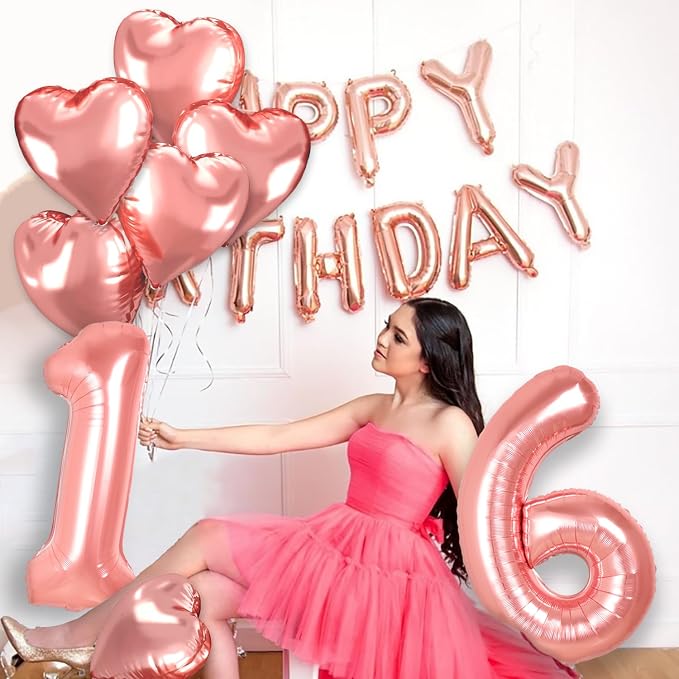 Rose Gold 19th Birthday Decorations, 40 inch Large 19 Balloon Numbers - Image 6