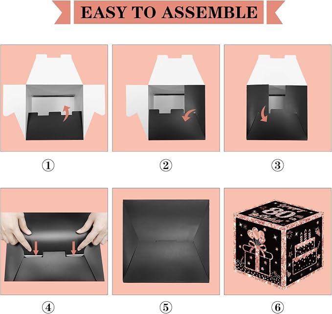 Eiurteao 3pcs Rose Gold 80th Birthday Decorations Boxes - Image 6
