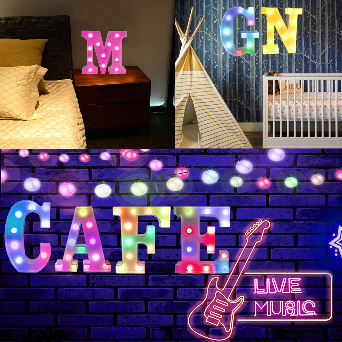 Light Up Colorful LED Marquee Letter lights, 18 Colors Changing Alphabet Letters Sign with Remote Timer for Night Light Girls Bedroom Wedding Birthday Party Lamp Christmas Home Bar Decor- Colorful U