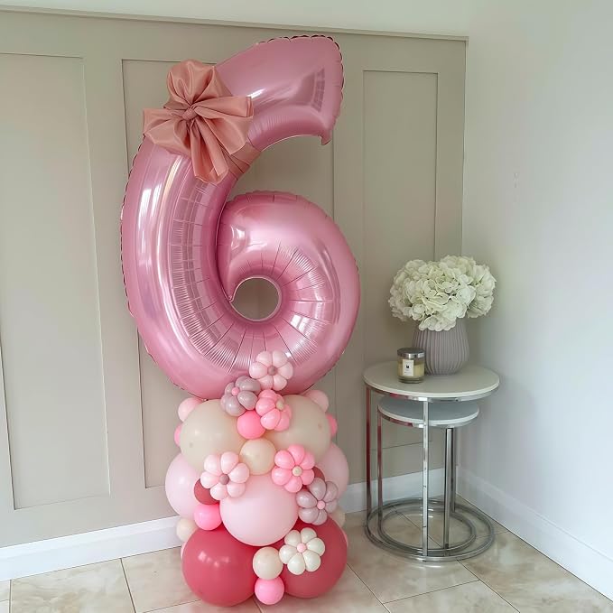 Pastel Pink 4 Balloon Number, 40 Inch Light Pink 4 Balloons Large Helium Foil - Image 4