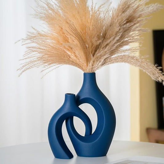 Lvases Blue Snuggle Hollow Ceramic Vase Minimalist Decorative Vases of 2 | 11 by modernhomedecoration