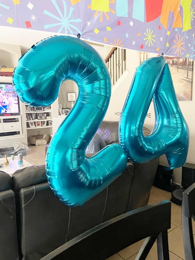 Number 4 Balloons 40 Inch for 4 14 Birthday Party Decorations, Light Blue | - Image 2
