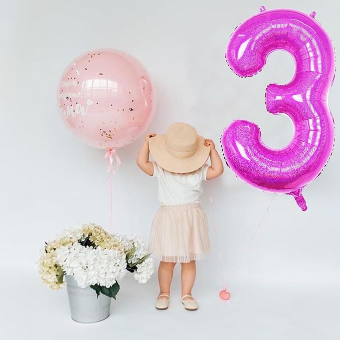 Hot Pink 8 Balloon, 40 Inch Large Laser Hot Pink Foil Helium Number Balloons 0-9 - Image 5