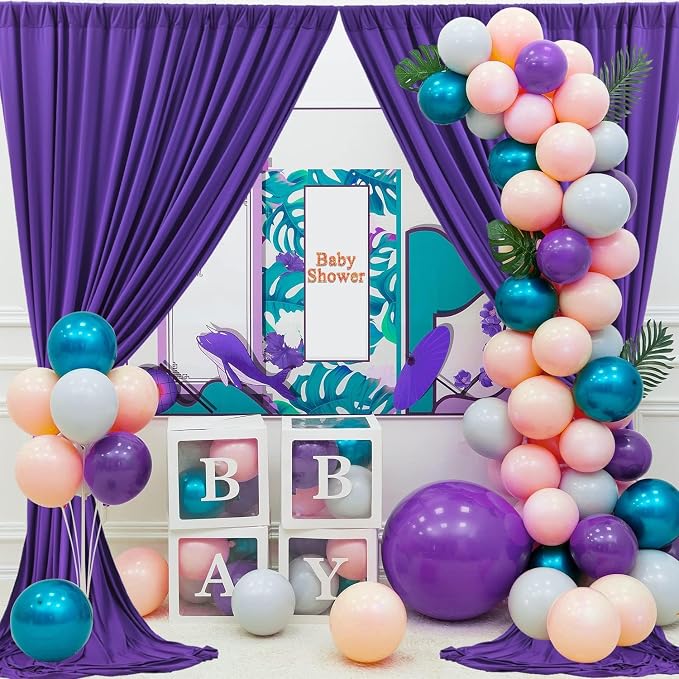 10x8 ft Wrinkle Free Purple Backdrop Curtains - Image 3