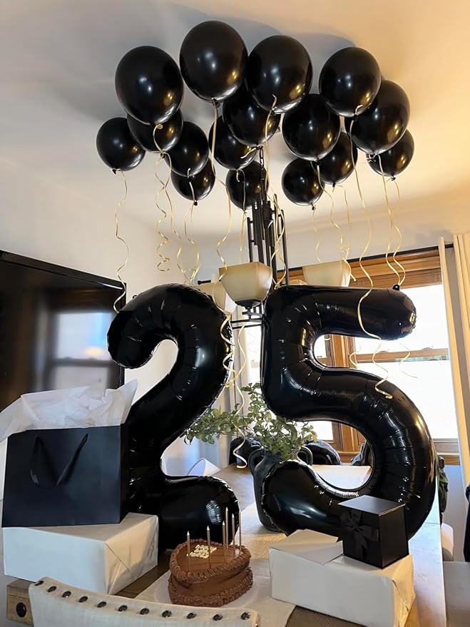 Numbers 14 Balloon 40Inch Black Balloons - Image 2