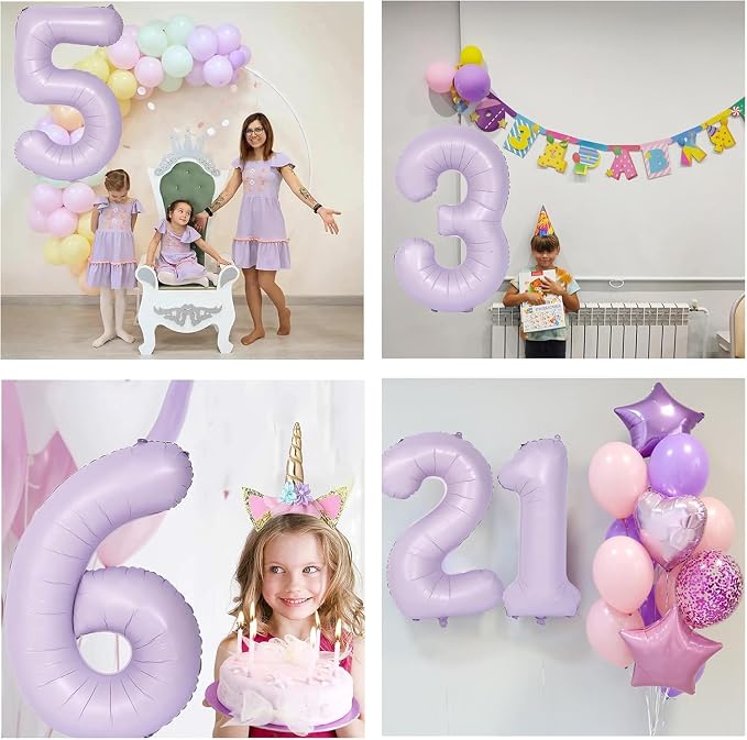 40 Inch Purple Number Balloons Light Purple 0 Balloon Matte Purple Birthday - Image 4